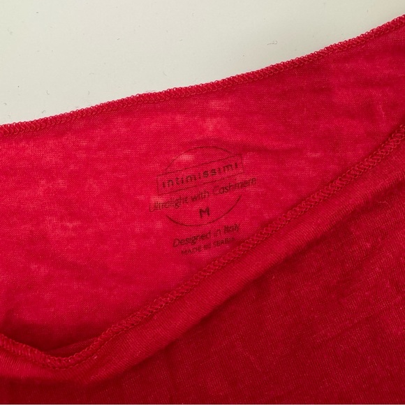 Intimissimi Red Cashmere Modal Long Sleeve Tee Top Size M Boat Neck - Picture 2 of 5